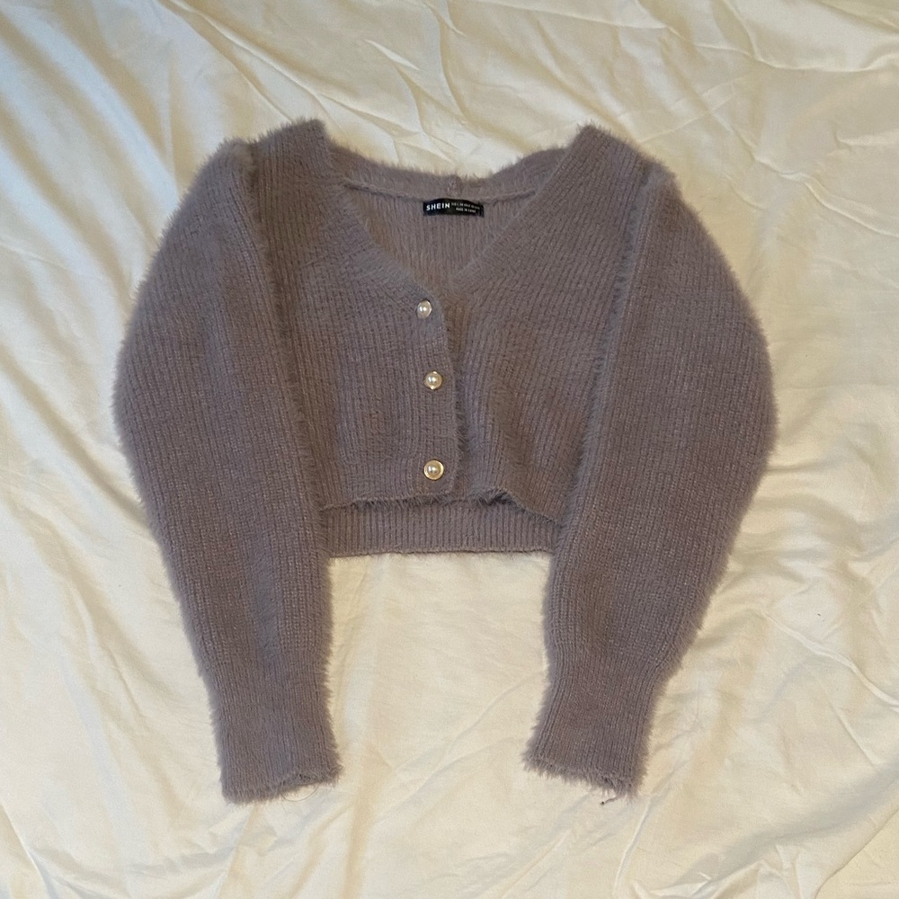 PURPLE FUZZY CARDIGAN